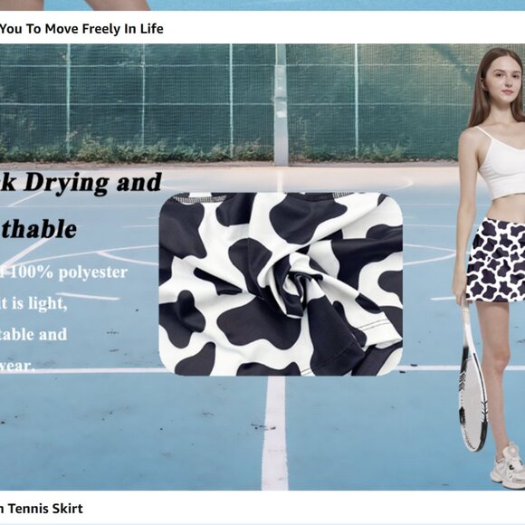 Worn 1x - Fun Polka dot Tennis Skort with pockets skirt short XL black & white - Picture 6 of 8